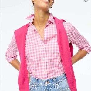 Jcrew women’s pink and white gingham button down-Large